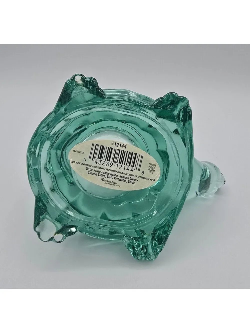 Vintage Indiana Glass Turtle Votive Candle Holder Spanish Green #12144